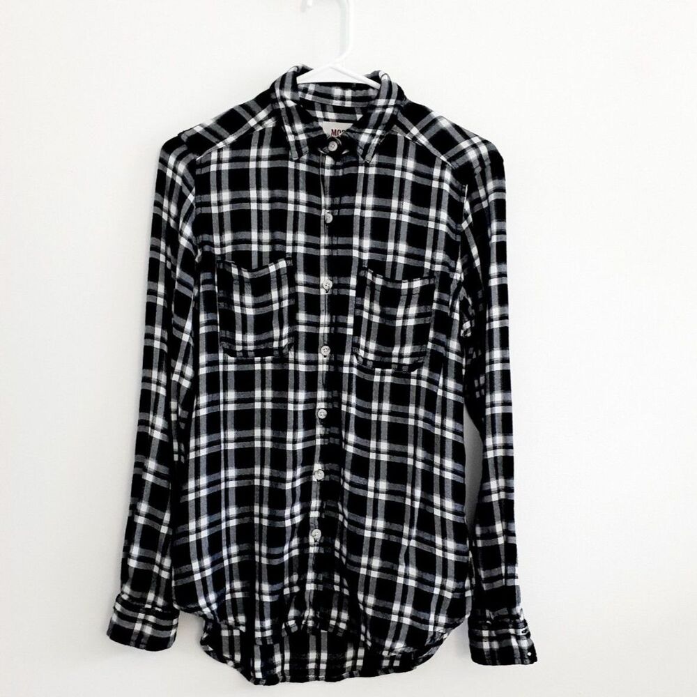 Mossimo Supply Co. Boyfriend Fit Black & White Button Up Long Sleeve Shirt XS